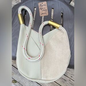 [SOLD] Wildwood Oyster Co. Small Crossbody Tote in Limited Edition Beige leather